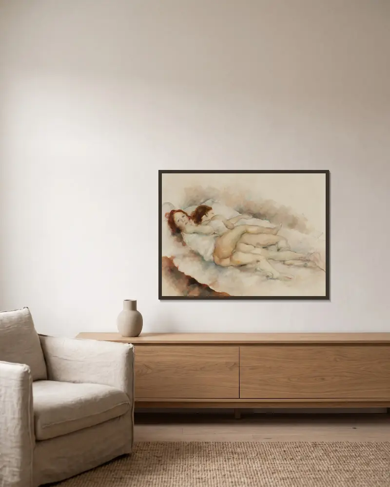 La Sieste av Jules Pascin inramad på en vägg