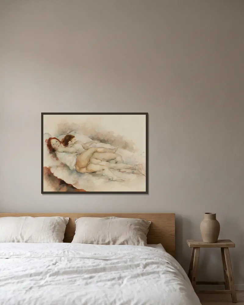 La Sieste av Jules Pascin inramad på en vägg