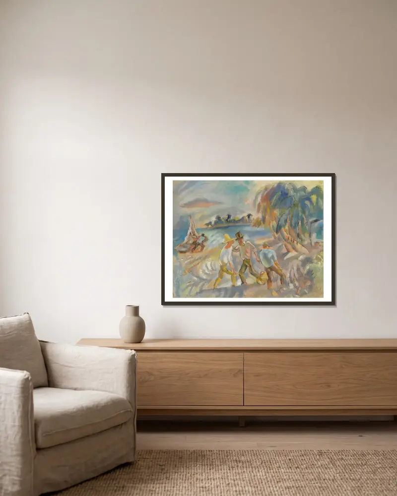 Les brigands av Jules Pascin inramad på en vägg