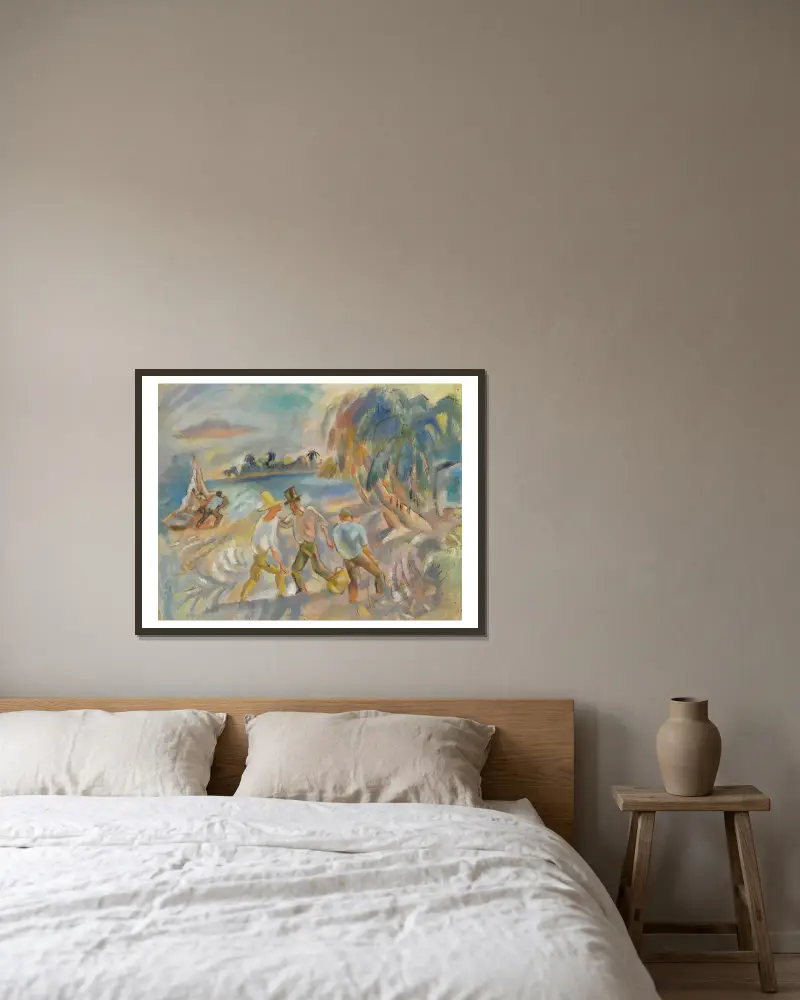 Les brigands av Jules Pascin inramad på en vägg