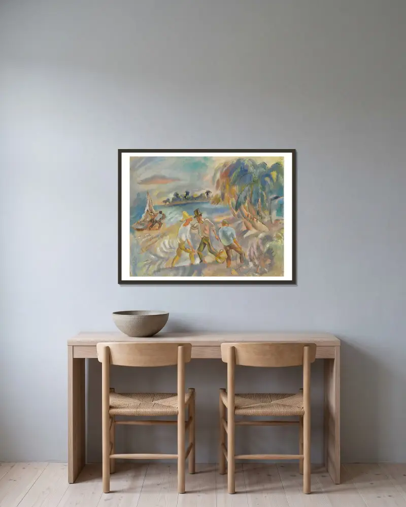 Les brigands av Jules Pascin inramad på en vägg