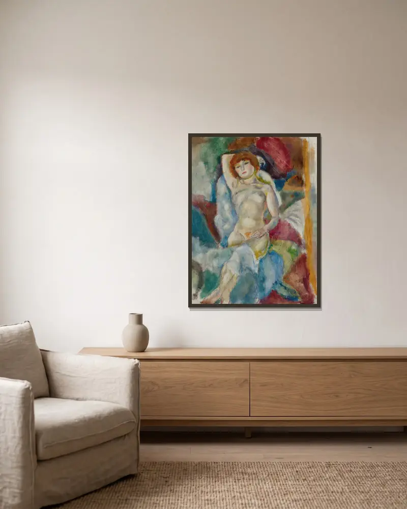 Nu, Le Bras Levé av Jules Pascin inramad på en vägg