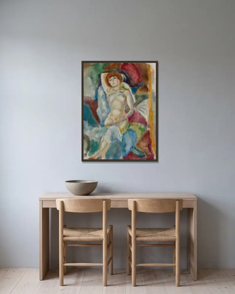 Nu, Le Bras Levé av Jules Pascin inramad på en vägg
