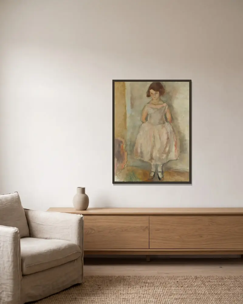 Porträtt av ung flicka av Jules Pascin inramad på en vägg