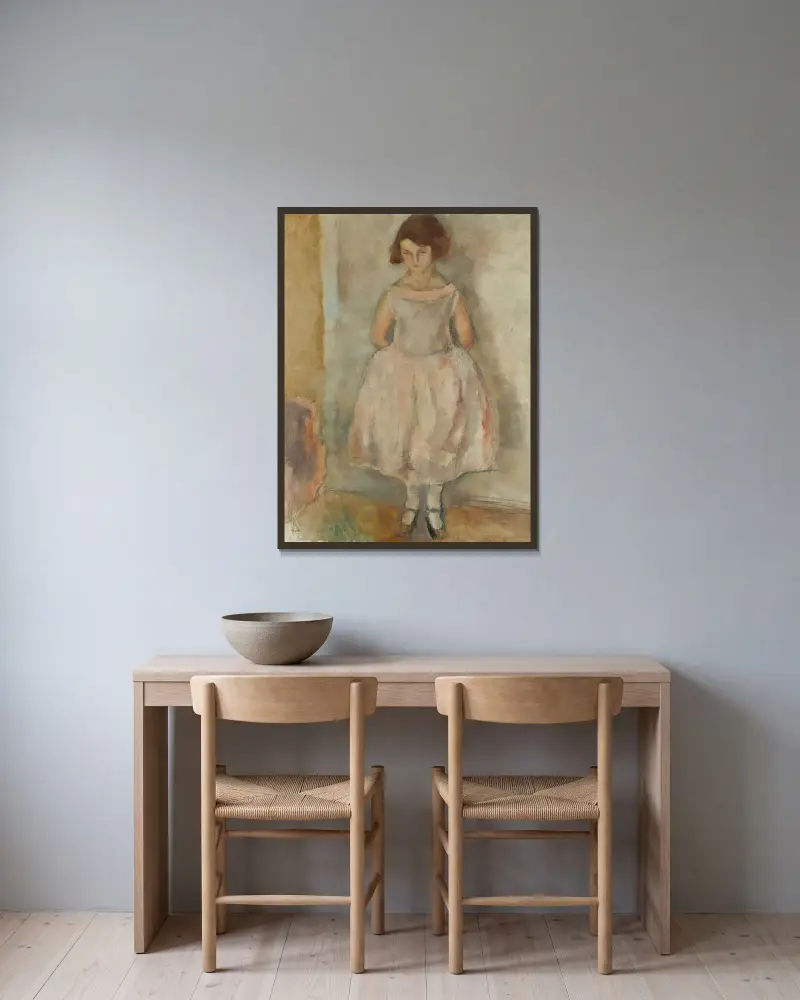 Porträtt av ung flicka av Jules Pascin inramad på en vägg