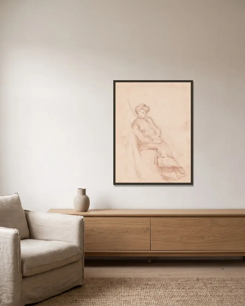 Seated Woman av Jules Schmalzigaug inramad på en vägg