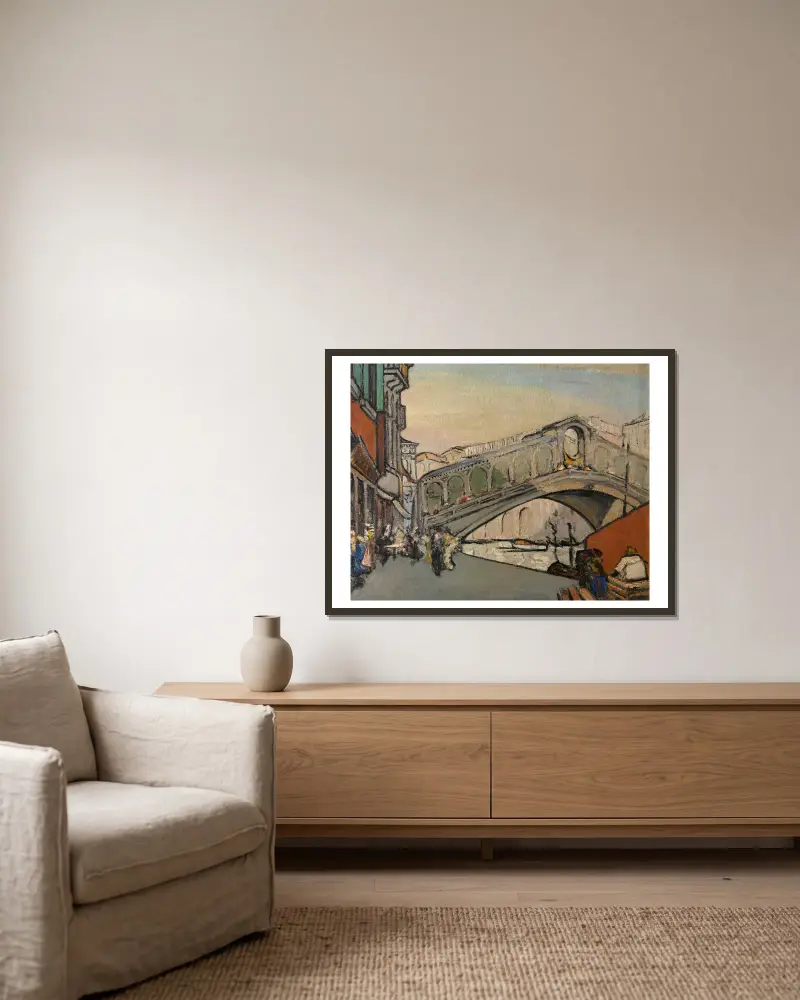 The Rialto Bridge in Venice av Jules Schmalzigaug inramad på en vägg