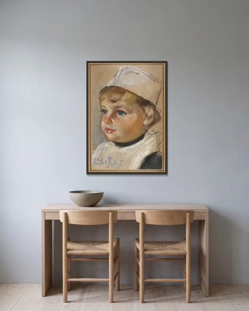 Portret dziecka, Julian Falat w ramie na ścianie