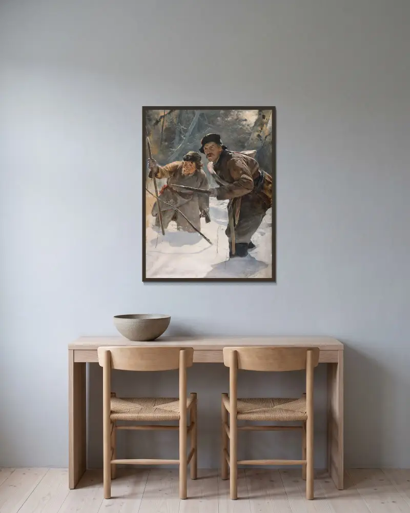 Speerträger von Julian Falat gerahmt an einer Wand