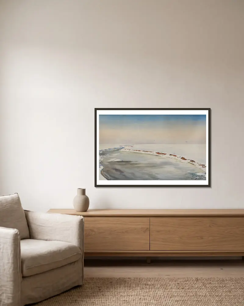 Winter landscape from Osiek av Julian Falat inramad på en vägg