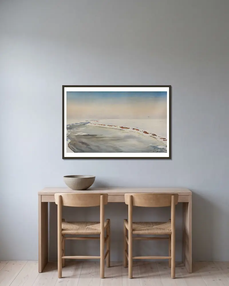 Winter landscape from Osiek av Julian Falat inramad på en vägg
