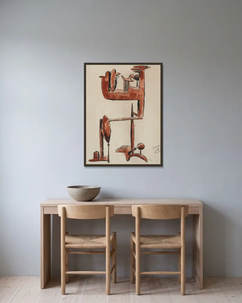 Abstrait, 1940 av Julio González inramad på en vägg