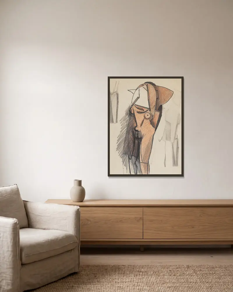 Studie für Frau, die sich kämmt I von Julio González gerahmt an einer Wand