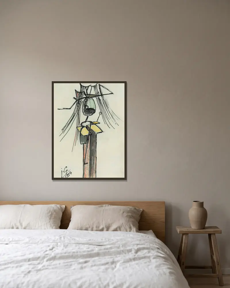 Femme dite „L’insecte crissant“ von Julio González gerahmt an einer Wand