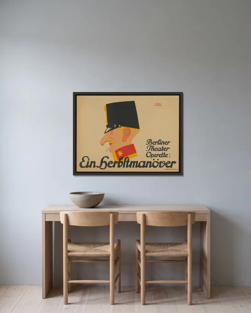 Berliner Theater Operette; Herbstmanöver av Julius Klinger inramad på en vägg