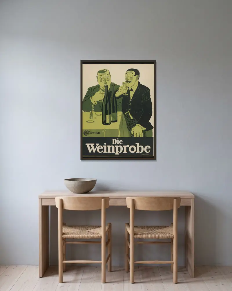 Die Weinprobe av Julius Klinger inramad på en vägg