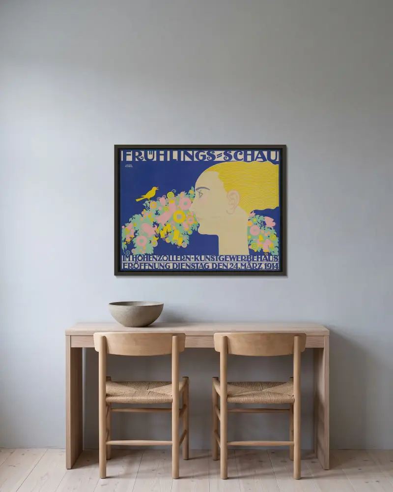 Frühlingsschau av Julius Klinger inramad på en vägg