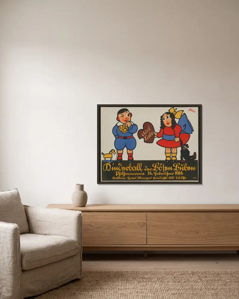 Kinderball der Bösen Buben, 1914 av Julius Klinger inramad på en vägg