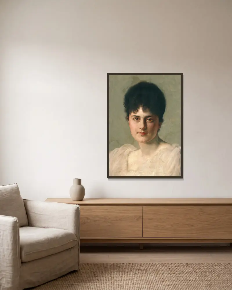Ellen de Maré, född von Hallwyll (1867–1952) av Julius Kronberg inramad på en vägg