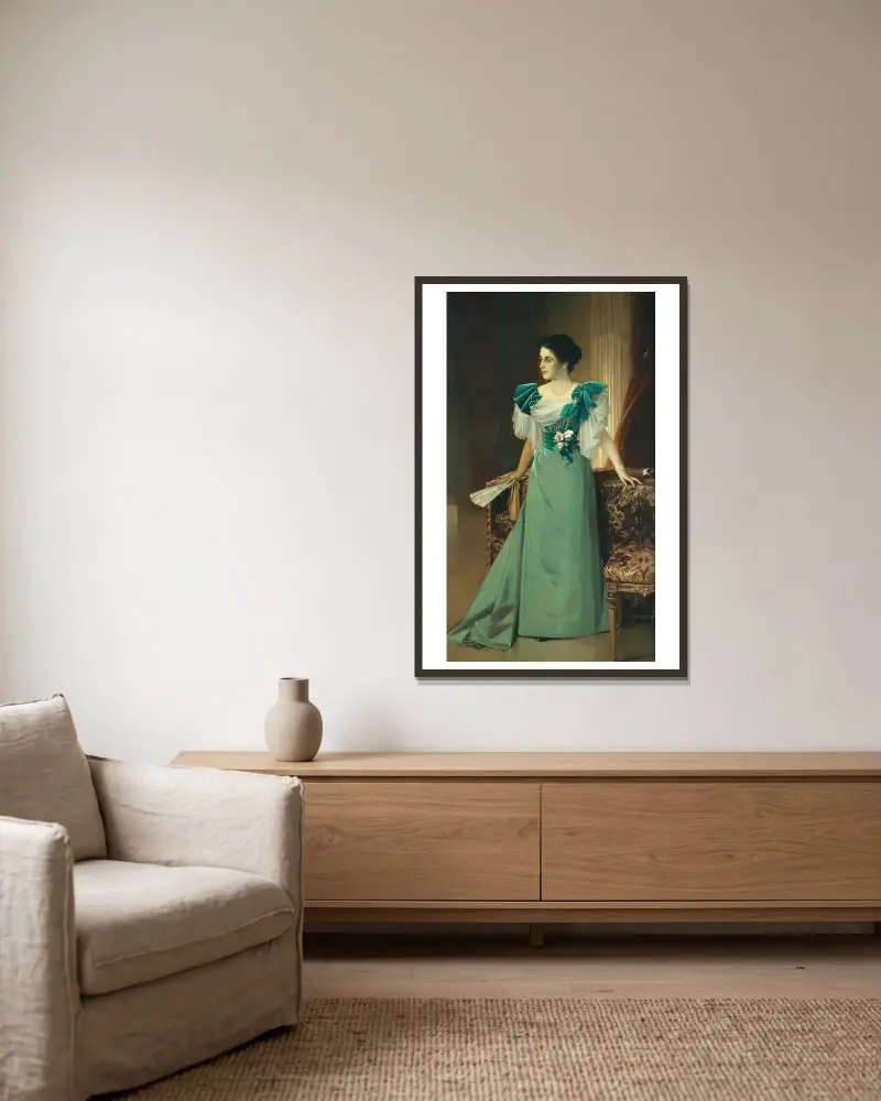 Irma von Geijer, född von Hallwyl (1873–1959) av Julius Kronberg inramad på en vägg
