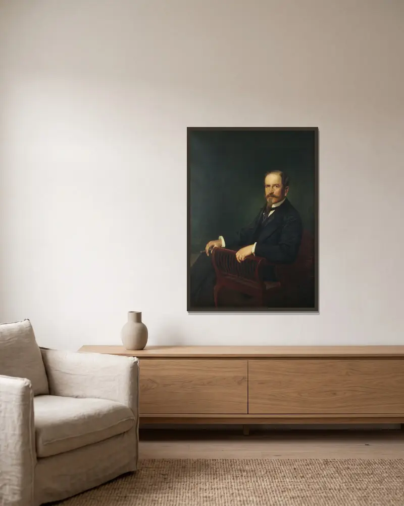 Walter von Hallwyll (1839–1921) von Julius Kronberg gerahmt an einer Wand