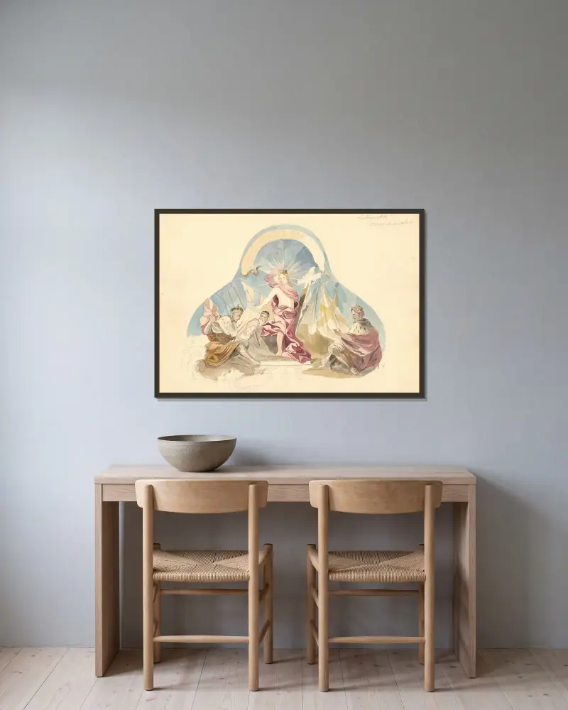 Regnat a ligno von Juliusz Makarewicz gerahmt an einer Wand