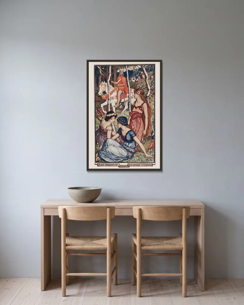 Der Kaiser trifft die drei Schwestern von Henry Justice Ford gerahmt an einer Wand