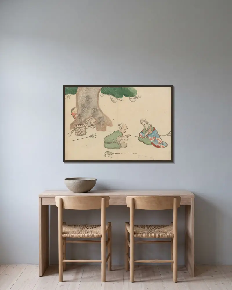 Kōrin gafu – Hōchū Taf. 25 von Ogata Kōrin gerahmt an einer Wand