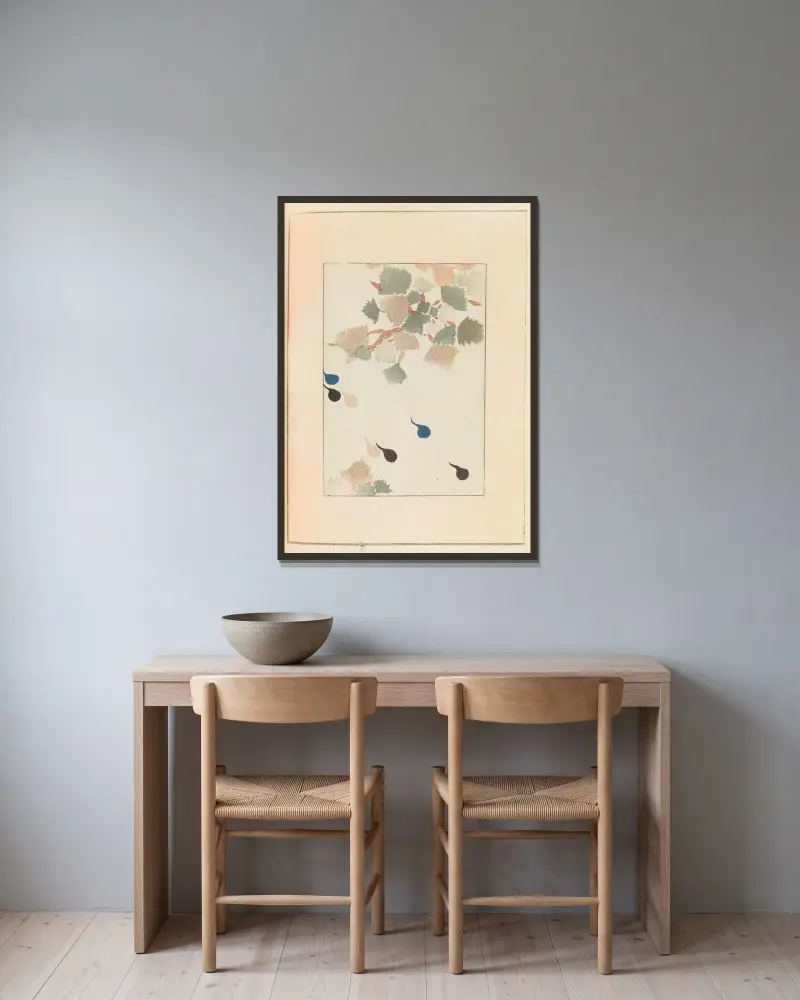Shin-Bijutsukai Pl. 446 von Furuya Kōrin gerahmt an einer Wand