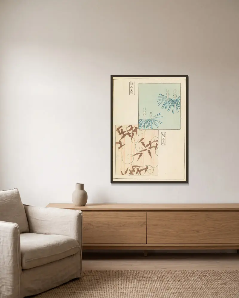 Shin-Bijutsukai Taf. 450 von Furuya Kōrin gerahmt an einer Wand