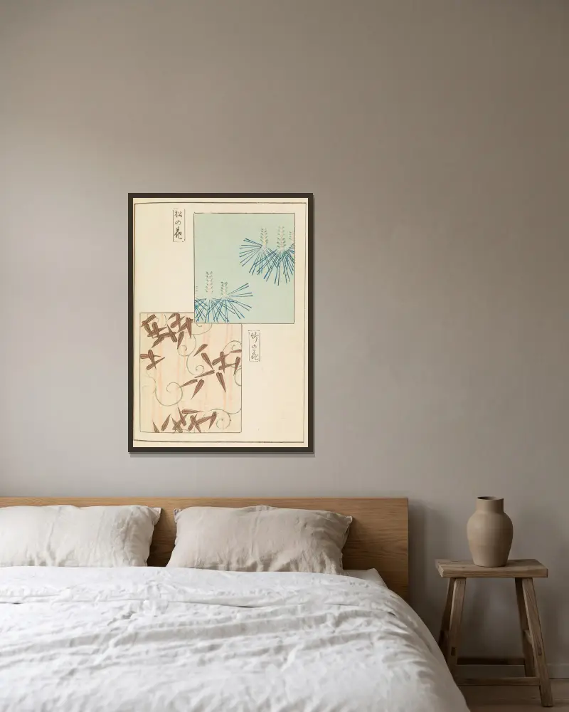 Shin-Bijutsukai Taf. 450 von Furuya Kōrin gerahmt an einer Wand