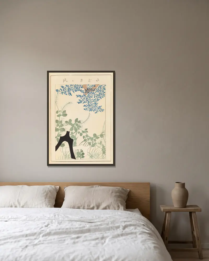 Shin-Bijutsukai Taf. 462 von Furuya Kōrin gerahmt an einer Wand