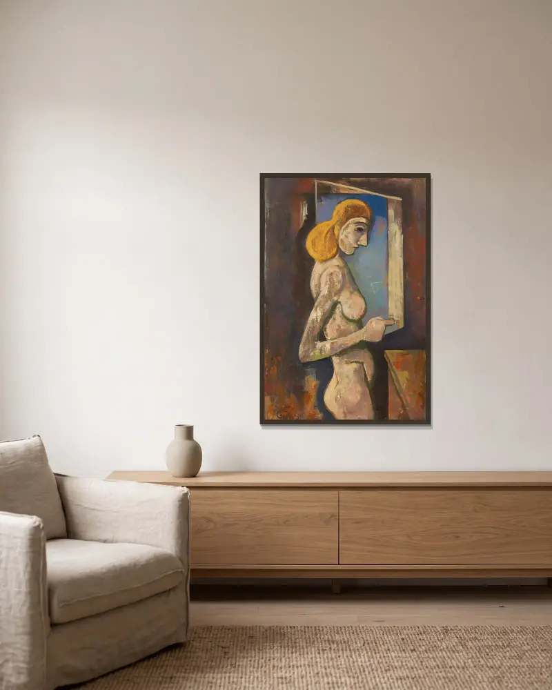 Akt am Fenster von Karl Hofer gerahmt an einer Wand