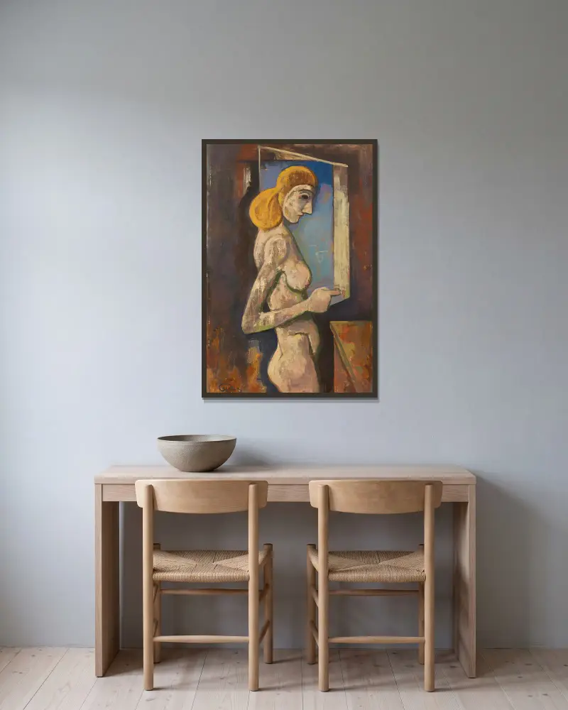 Akt am Fenster von Karl Hofer gerahmt an einer Wand