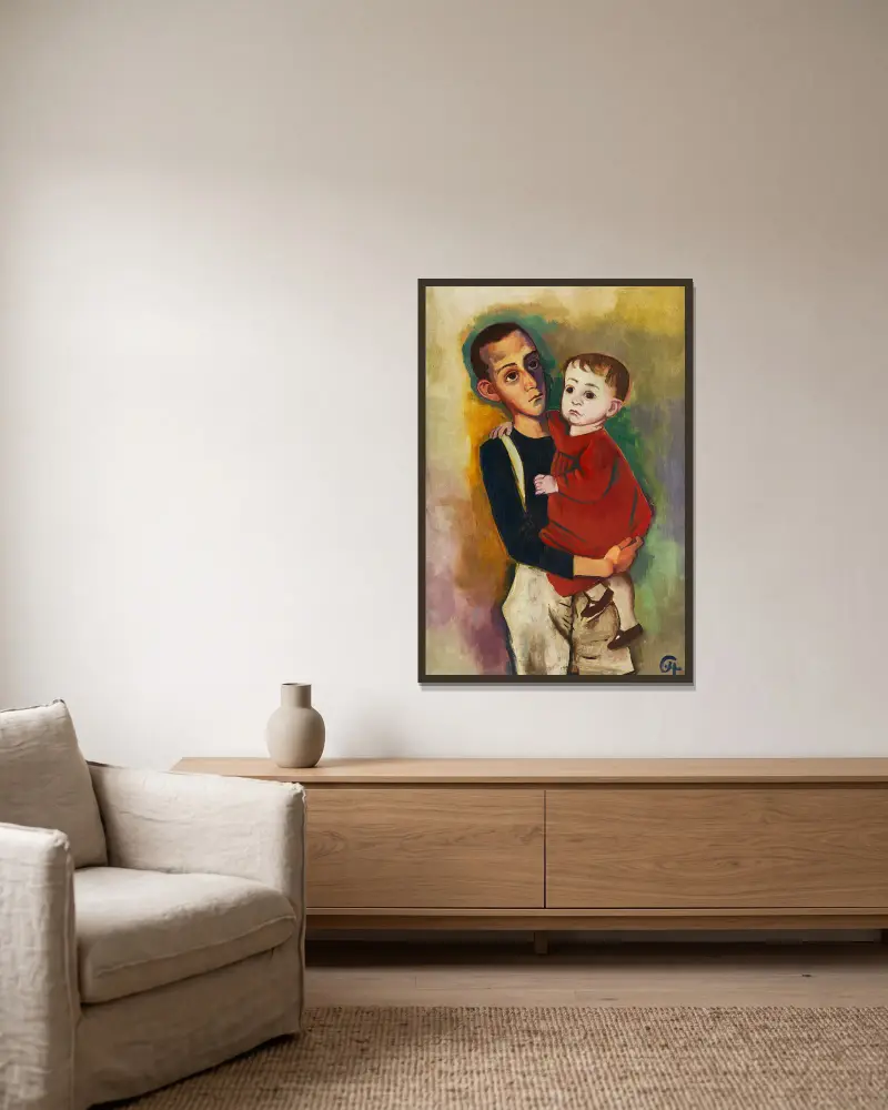Die Geschwister von Karl Hofer gerahmt an einer Wand