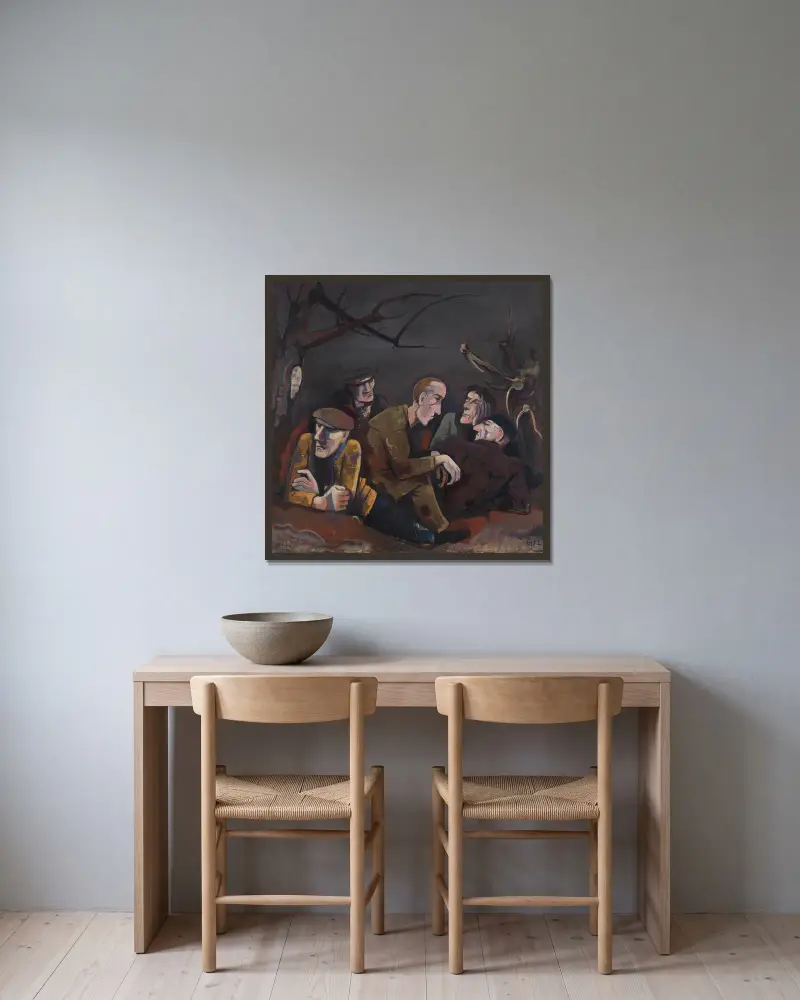 Die Arbeitslosen von Karl Hofer gerahmt an einer Wand