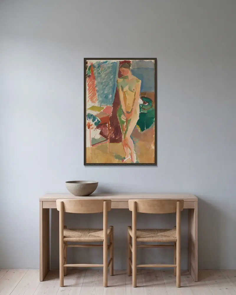 Stehender Akt von Karl Isakson gerahmt an einer Wand