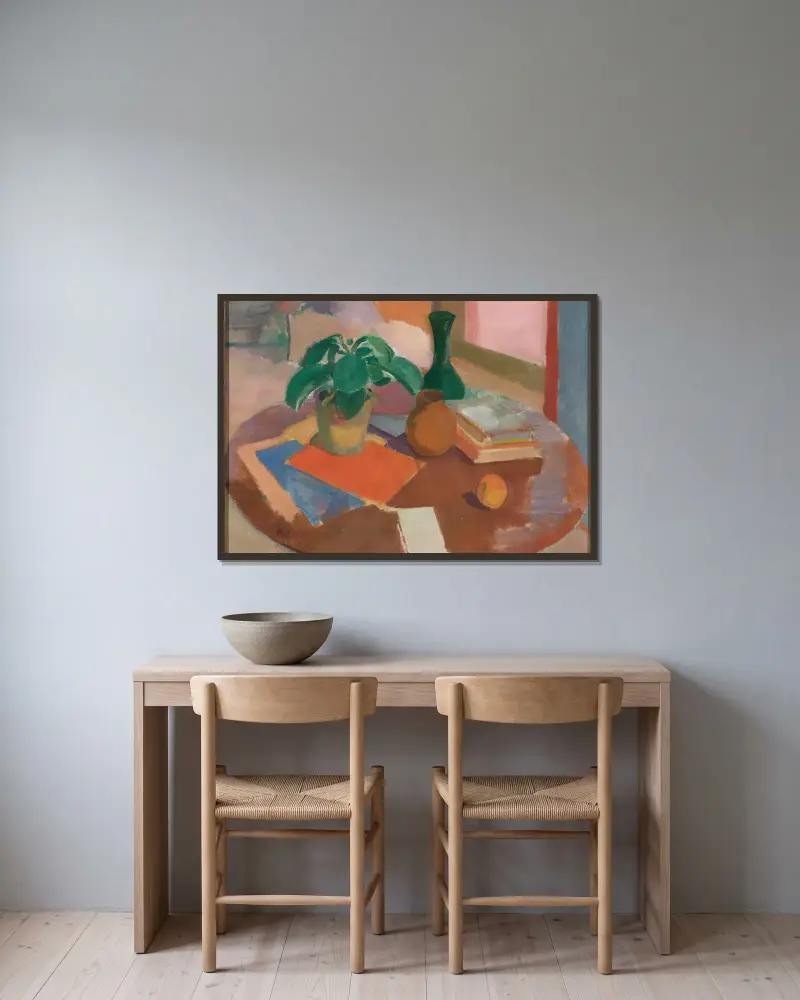 Stilleben av Karl Isakson inramad på en vägg