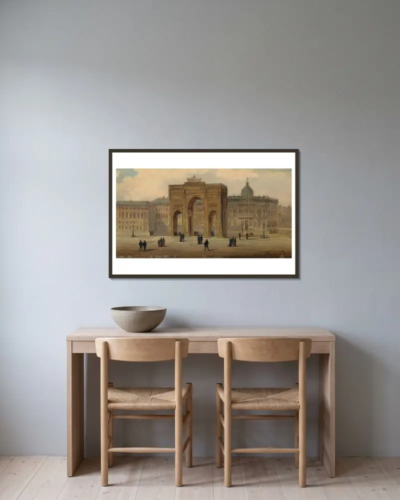 Triumphbogen von Karl Kaufmann gerahmt an einer Wand