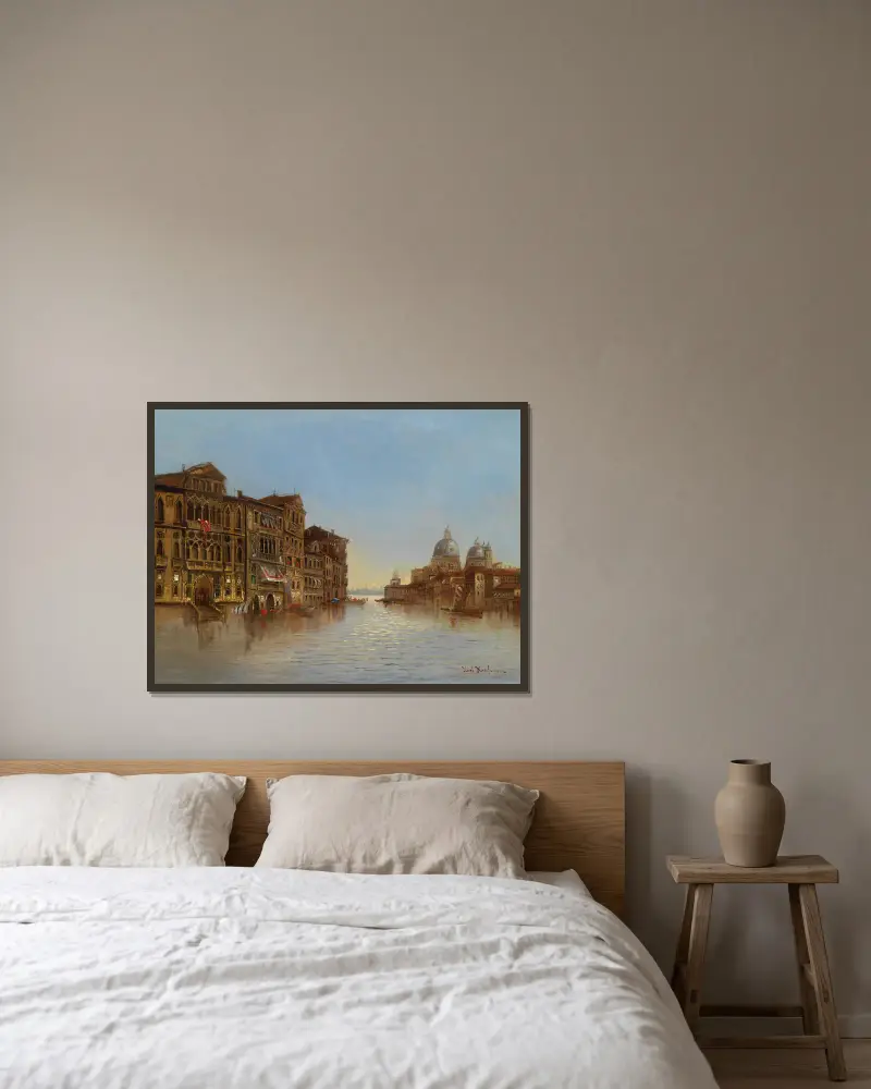 Venedig med Santa Maria della Salute av Karl Kaufmann inramad på en vägg