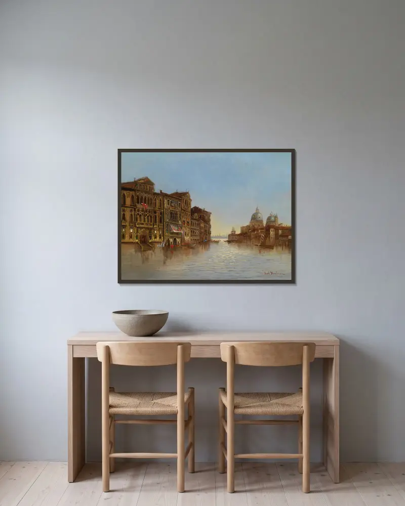 Venedig med Santa Maria della Salute av Karl Kaufmann inramad på en vägg