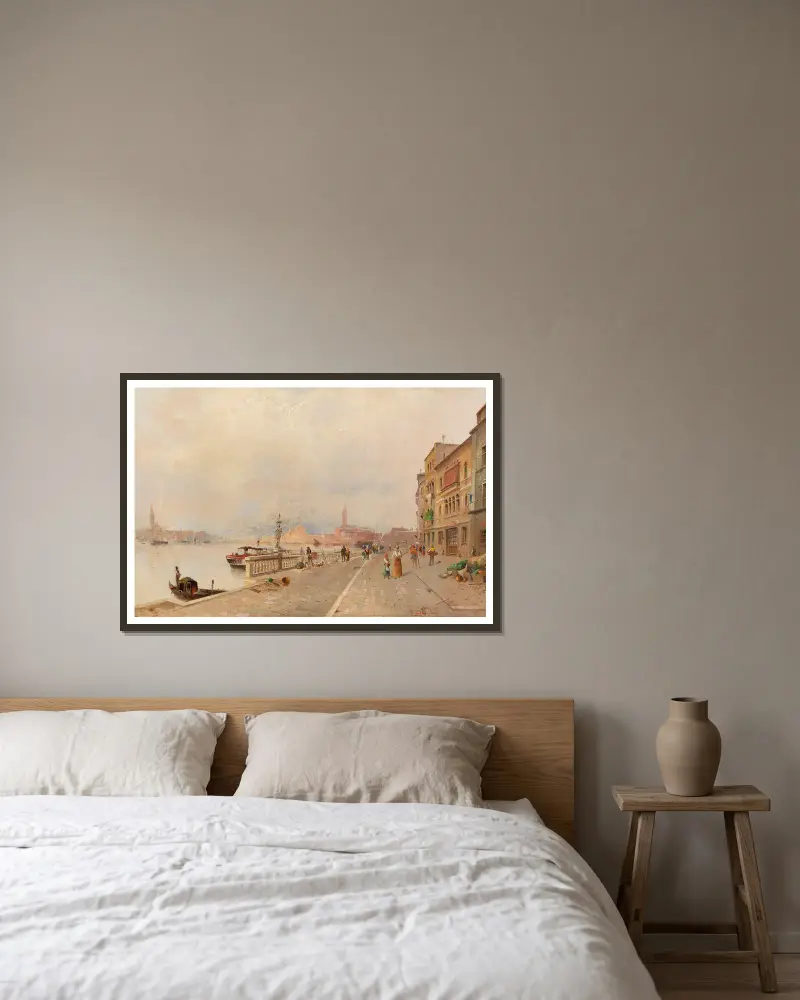 Venice Riva dei Sette Martiri av Karl Kaufmann inramad på en vägg