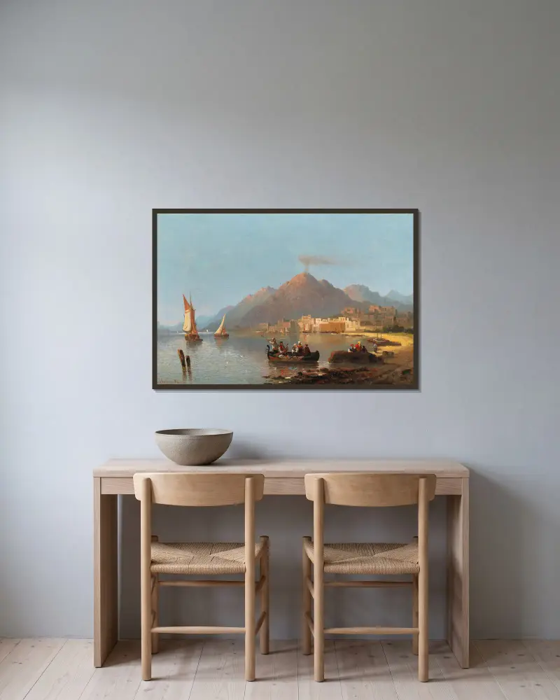 View Of Vesuvius av Karl Kaufmann inramad på en vägg