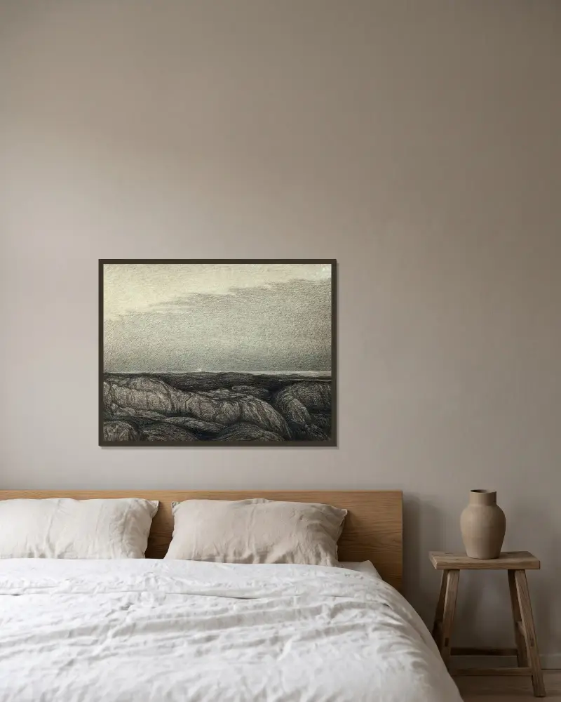 Afton vid utsiktsplatsen av Karl Nordström inramad på en vägg