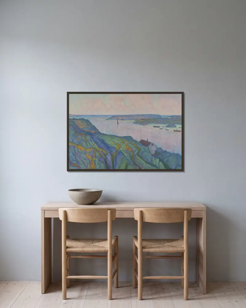 Kyrkesund av Karl Nordström inramad på en vägg