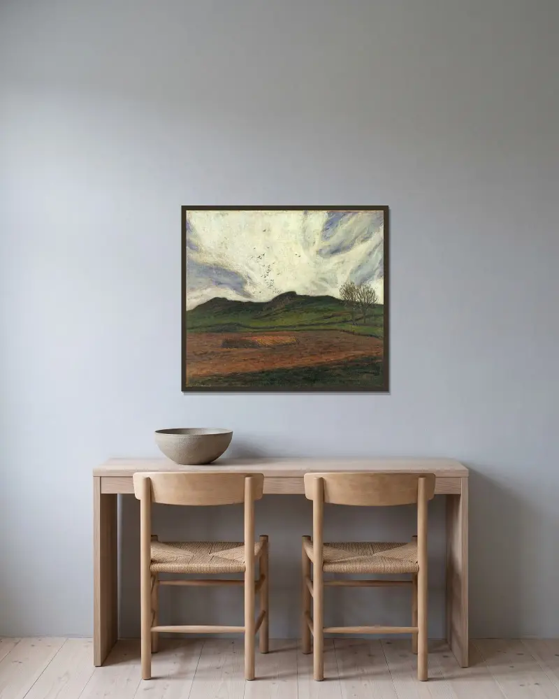 Stormmoln av Karl Nordström inramad på en vägg