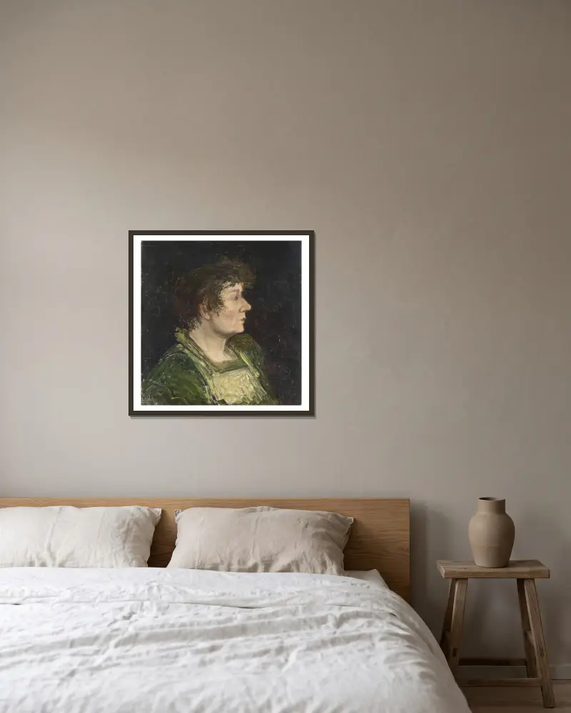 Konstnärens hustru (Tekla Lindeström) av Karl Nordström inramad på en vägg