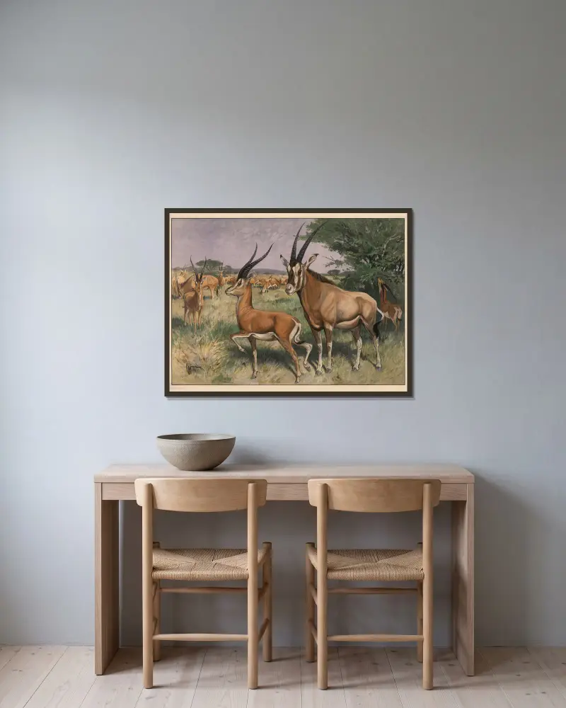 Antilope av Karl Wagner inramad på en vägg