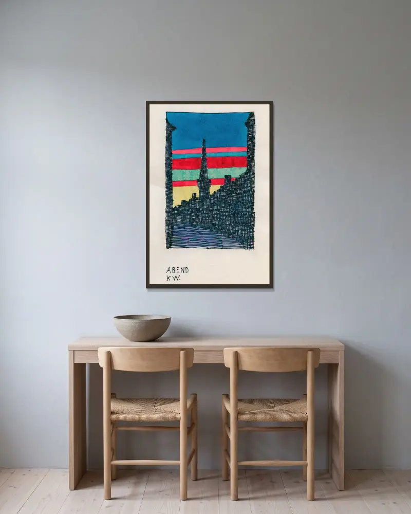 Abend, 1921 av Karl Wiener inramad på en vägg