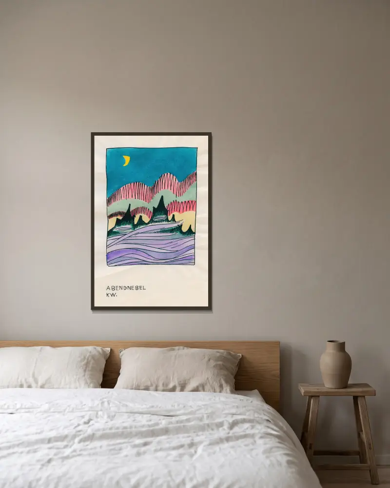 Abendnebel von Karl Wiener gerahmt an einer Wand